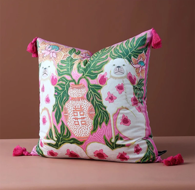 Pink Dog Pillow Cover