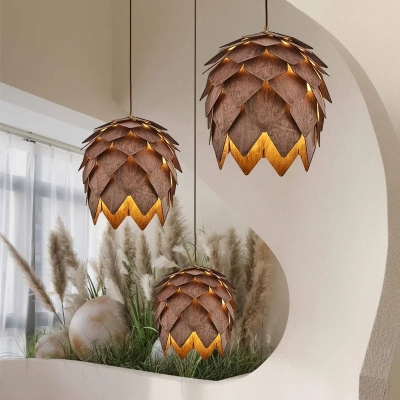 Mia Wood Pine Cone Chandelier