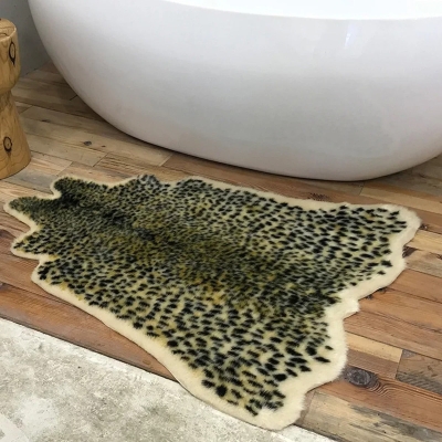 Leopard Print Faux Fur Rug