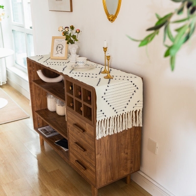 Natural Cotton Table Runner with Tassels