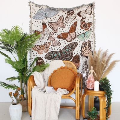 Butterfly Boho Woven Throw Blanket