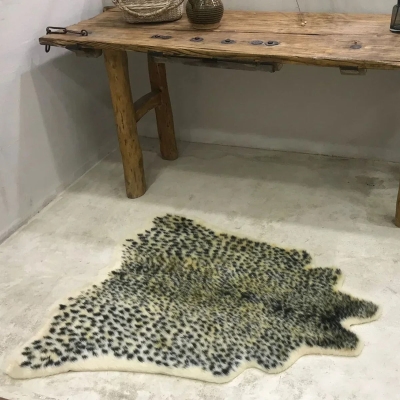 Leopard Print Faux Fur Rug