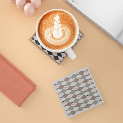 Diamond Shaped Argyle Acrylic Coasters