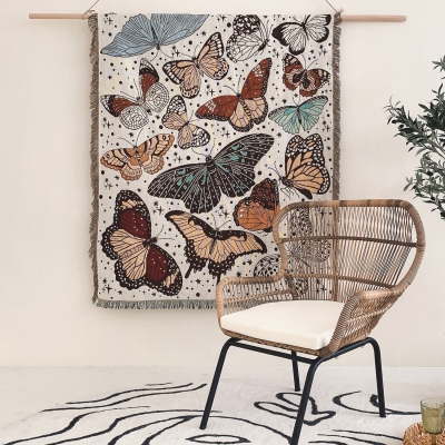 Butterfly Boho Woven Throw Blanket
