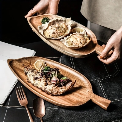 Leaf shaped Wooden Serving Tray