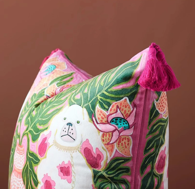 Pink Dog Pillow Cover