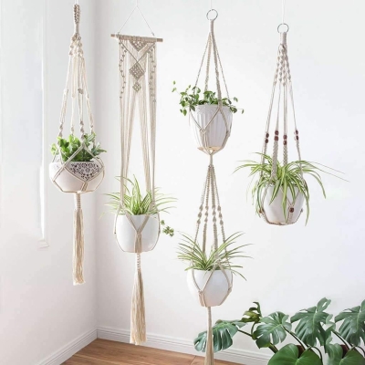 Boho Chic Plant Hanger Set (4-Pieces)