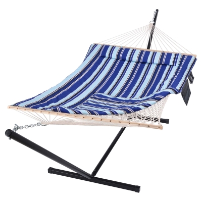 Cotton Rope Hammock with Removable Pad, 12 Ft Stand and Accessories