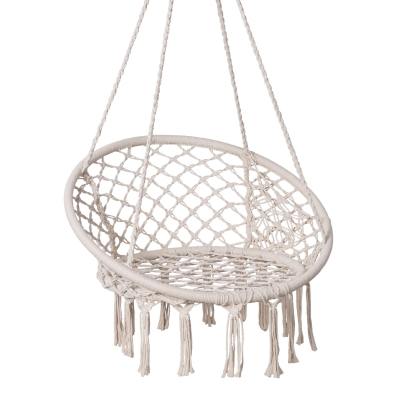 Macrame Cotton Rope Hammock Chair Swing with Side Pocket