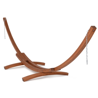 14 Ft Wooden Arc Hammock Stand Only with Chains and Carabiners