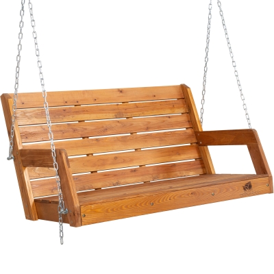 Outdoor Wooden Porch Swings for Garden & Backyard, 600lb Capacity