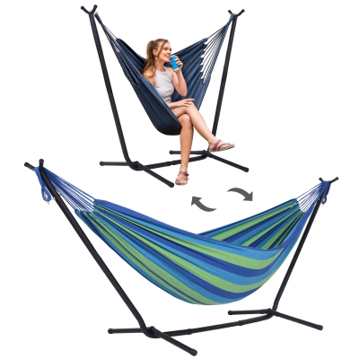 2-in-1 Heavy Duty 2 Person Hammock with Stand for Patio and Yard