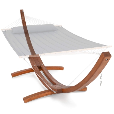 14 Ft Wooden Arc Hammock Stand Only with Chains and Carabiners