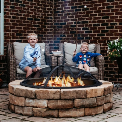 Heavy-Duty Steel Fire Pit Spark Screen Cover Accessory for Outdoor and Patio