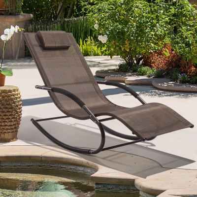 Outdoor Lounge Chair with Detachable Pillow for Patio, Lawn and Pool