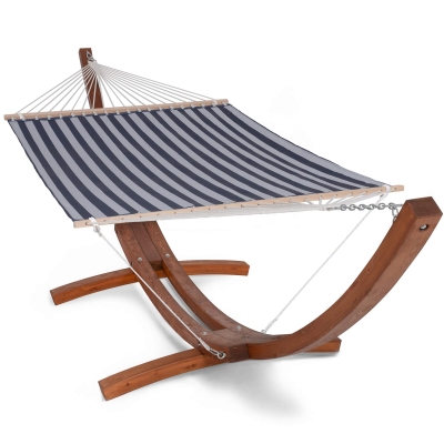15 FT Double Quick Dry Hammock with Wooden Arc Hammock Stand