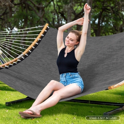 Quick Dry Hammock with Curved Bar & Carrying Bag for Poolside