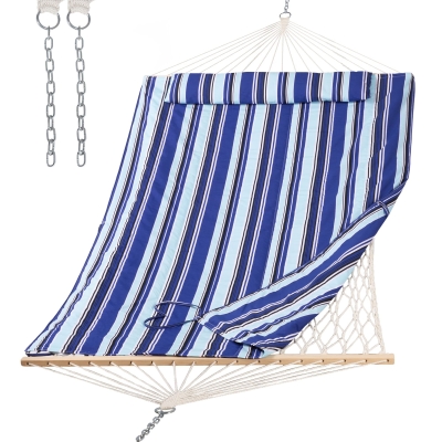 Double Hammock with Removable Cotton Rope Pad & Spreader Bar
