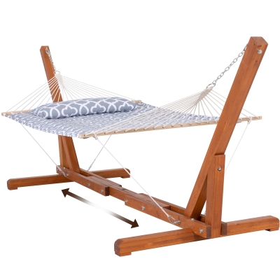 Freestanding Double Hammocks with Wood Stands, 475 lbs Capacity