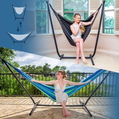 2-in-1 Heavy Duty 2 Person Hammock with Stand for Patio and Yard
